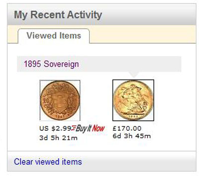 Recently Viewed Items Including sadie1938 1895 Sovereign eBay Auction Listing